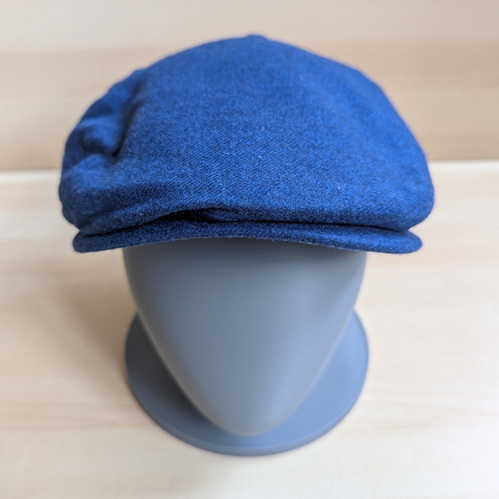 Stewart of Scotland 100% Cashmere Flat Cap Blue Quilted Lining S/M Ivy Hat